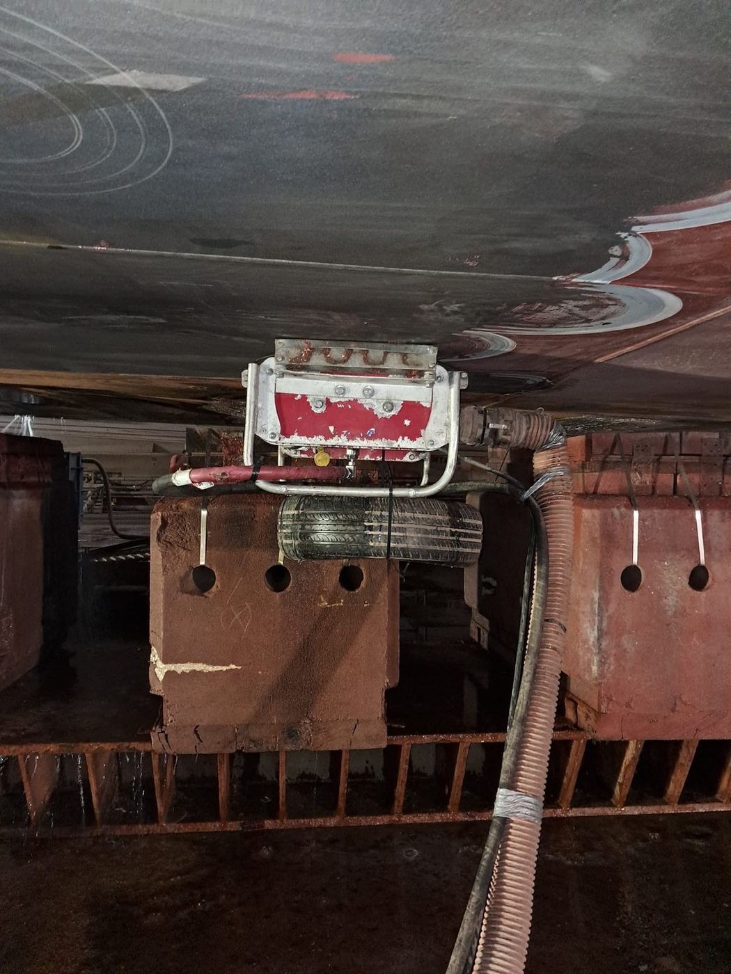 SurfaceJet magnetic UHP crawler on a ship hull — for hire only